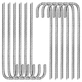 Tingyuan 12 Pack 12 Inch Rebar Stakes Heavy Duty J Hook Ground Anchors, Anti Rust Metal Steel Tent Stakes Garden Fence Stakes, Silver