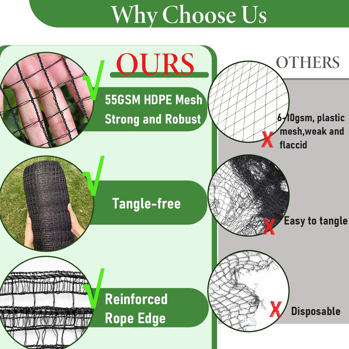 4 x 100ft Deer Fence Netting, Heavy Duty Deer Netting, 55GSM Deer Fence for Garden, Reinforced Edges Anti Bird Netting Mesh for Fruit Trees Vegetable, Raised Bed(55GSM, 4 x100ft)