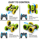 QUNREDA Remote Control Car, RC Car Toys for 6-12 Year Old Boys, Off Road RC Stunt Car 4WD 360° Rotating Remote Control Car for Kids, Boys Girls Gifts for Birthday, Christmas Yellow&Green