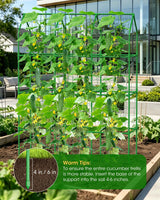 65" Cucumber Trellis for Climbing Plants Outdoor, Metal Garden Trellis for Raised Bed, Plant Support Structures with Netting for Cucumbers Tomatoes Beans Peas (50 * 17 * 65inch(L*W*H), Trellis)
