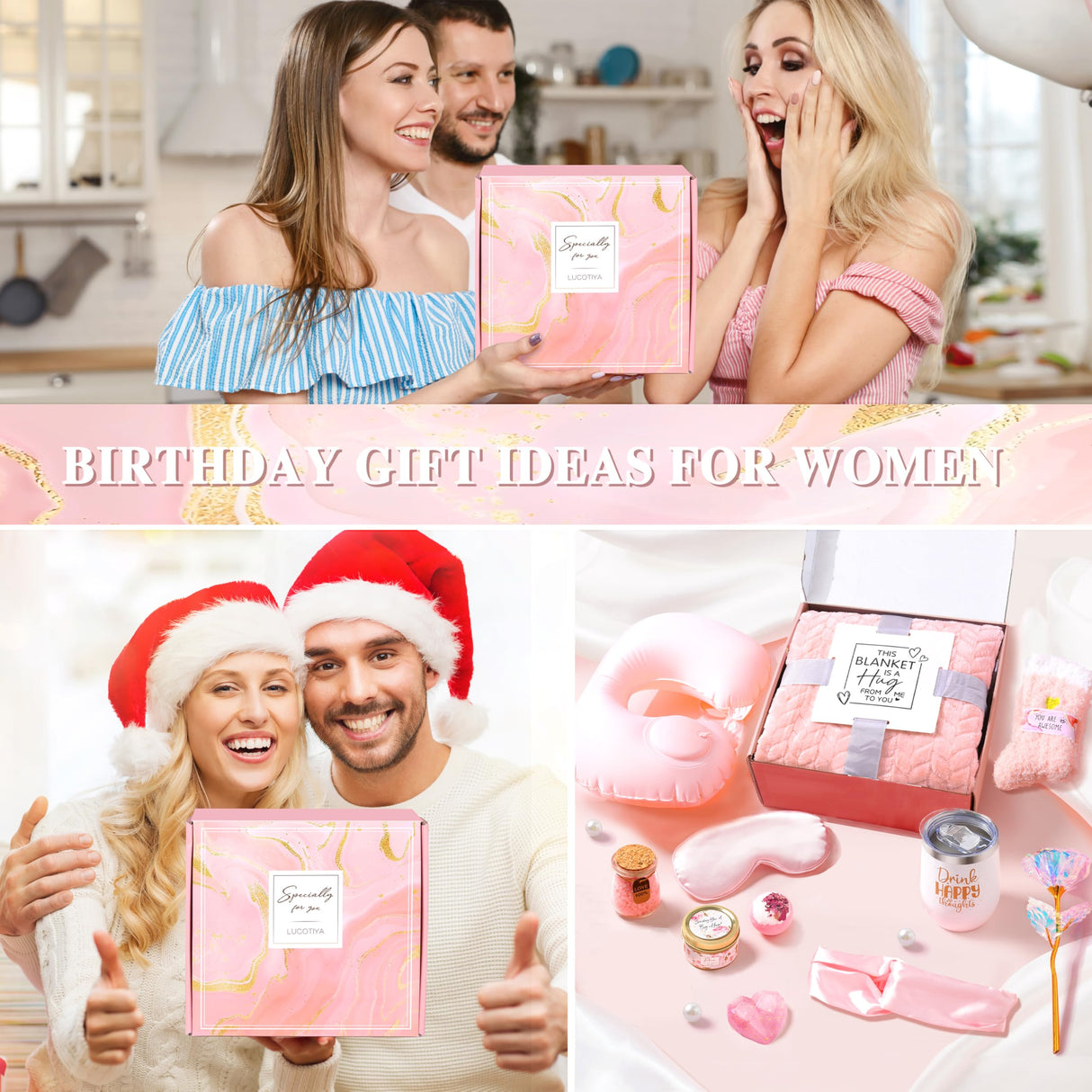 Birthday Gifts for Women Self Care Gifts Get Well Soon Gifts for Women,Relaxing Spa Gifts Basket w/Flannel Blanket Traveling Pillow Care Package christmas Birthday Gifts Idea for Mom Her Wife Friends