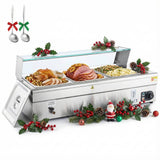 WILPREP 3-Pan Commercial Food Warmer with Sneeze Guard, Three 1/2 Pans, 1500W Countertop Electric Steam Table, 86-185°F Adjustable Temp Control, Stainless Steel Buffet Bain Marie