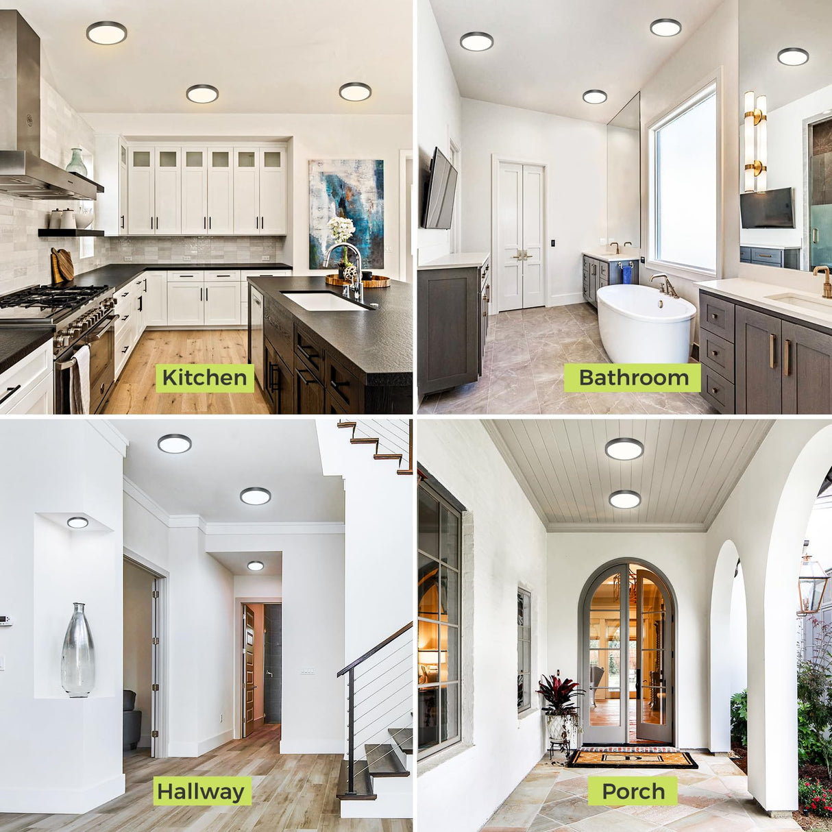 10PACK Flush Mount LED Ceiling Light Fixture Black, 12Inch 28Watt, Dimmable & 3000K-4500K-6000K 3 Color Selectable Ceiling Lamp 3200LM Low Profile Ceiling Light for Kitchen Bedroom Hallway Porch