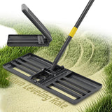Lawn Leveling Rake 30”x10” Large Heavy Duty Metal Lawn Leveler with Long Adjustable Handle Proffesional Yard Leveling Rake for Soil Dirt Sand Compost Efficient Lawn Leveling Tool (Foldable 5FT)
