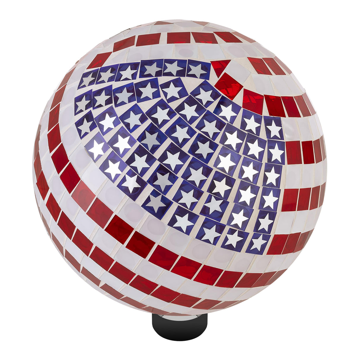 Alpine Corporation 10" Diameter Indoor/Outdoor Glass Mosaic Gazing Globe Yard Decoration, Patriotic Design