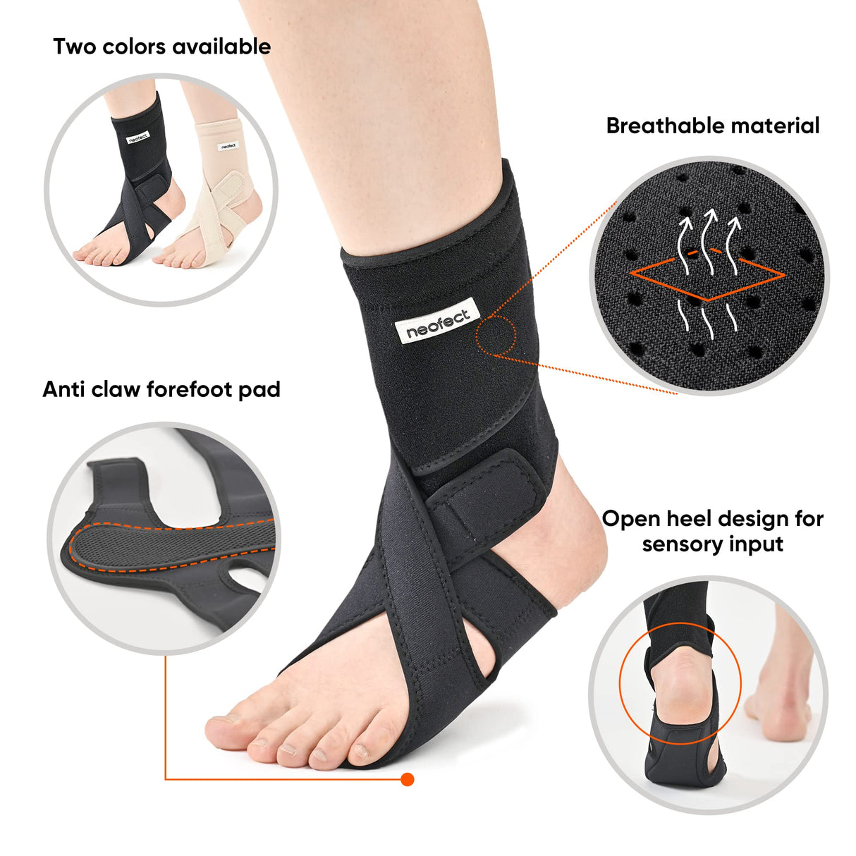 NEOFECT Drop Foot Brace - Adjustable AFO Ankle Brace for Walking & Stroke Recovery, Breathable Material for Ankle and Foot Support, Comfortable Design (Large/Right)
