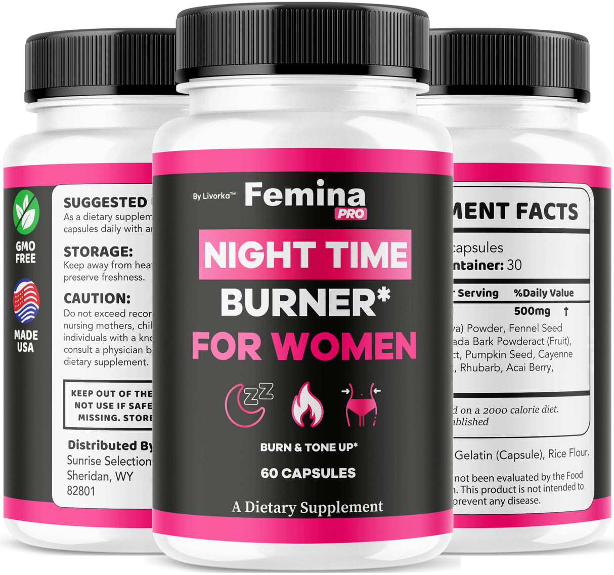 (2 Pack) FeminaPro Nighttime Advanced Formula - FeminaPro Night Time Maximum Strength Health & Wellness, FeminaPro Night Time Capsules for Women, Premium Support Supplement, 120 Capsules for 2 Months