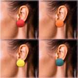 Epakh 20 Pairs Round Button Earrings Large Circle Acrylic Stud Earrings Disc Geometric Earrings Solid Color Retro Neon Button Earrings for Women