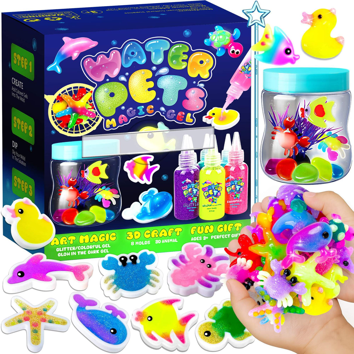 BFFPOSI Magic Water Elf Toy Kit - Fun Growing Magic Gel Water Pets, Craft Kits, Art and Crafts for Kids Ages 4-8-12, Toys for Kids Boys and Girls 4 5 6 7 8 9 10 11 12, Birthday & Christmas Gifts