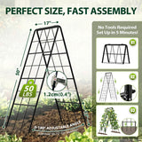 2 Pack 50" Tall A Frame Trellis for Climbing Plants Outdoor (50" X 17") – Heavy Duty Garden Adjustable Trellis, Metal Trellis for Cucumbers, Beans, Tomatoes, Grapes, and Vining Vegetables