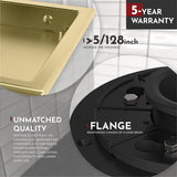 WEBANG 6 Inch Square Shower Floor Drain with Flange,Quadrato Pattern Grate Removable,Food-Grade SUS 304 Stainless Steel,Watermark&CUPC Certified, Brushed Gold