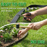Tegarbed No Dig Landscape Edging 2 Inch x 100 FT, Heavy Duty Flexible Plastic Garden Border with 150 Spiral Spikes, Lawn Edging for Flower Beds, Walkways, Tree Rings, Mulch Beds and Landscaping, Black