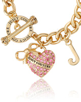 Juicy Couture Pink Stone Heart Bracelet for Women, 7.5"