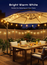 Brightown 52FT Solar String Lights Outdoor Waterproof, Patio Lights with Remote and 15+1 LED Shatterproof Bulbs, Dimmable & Timable, 3 Light Modes, Solar Lights Outdoor for Yard Garden Camping Party
