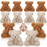 Sotiff 12 Pcs Mini Plush Bear 4 Inch Stuffed Bear Gift Bulk Animal Doll Keychain for Kids Boys Girls Christmas Party Favor Students Baby Shower Party Gifts(Brown, Apricot)