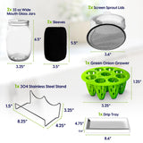 Premium Seed Sprouting Kit & Green Onion Regrower – 2 Wide-Mouth Mason Jars with Sprout Lids, Stainless Stand, Drain Tray, Blackout Sleeves & Cleaning Brush for Broccoli, Alfalfa & Mung Beans