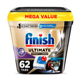 Finish Ultimate Infinity Shine Dishwasher Pods, No Pre-Rinse Dishwasher Detergent Soap Removes Burnt-On Stain, with Protector Shield & CycleSync Technology, Degreasing & Scrubbing Power, 62 Count