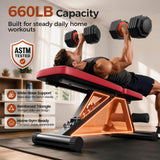 NICEPEOPLE Adjustable Weight Bench for Home Gym, 660LBS Capacity Workout Bench with 8 Backrests for Chest Shoulders Arms, Compact and Foldable Strength Bench for Small Space Apartment Room (XL)