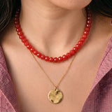 Badu Red Gemstone Beaded Necklace for Women Natural Stone Bead Beach Choker Necklace Fashion Trendy Jewelry Gifts