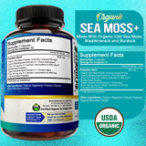 NutriFlair Organic Irish Sea Moss 1600mg, 120 Capsules Plus Bladderwrack & Burdock - Prebiotic Super Food - Immune System & Digestive Health - Thyroid, Healthy Skin, Keto Detox, Gut