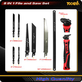 8-In-1 Multi Blades Hand Saw, Drywall Cutter. Hacksaw. Long Blade, Jab Saw, For Cutting Drywall, Sheetrock, Wood, Metel, Plastic, Plywood. Blade Quick Change Mechanism. Red Handle.