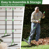 Thatch Rake, 13" Wide Efficient Dethatcher Rake with 55" Adjustable Long Handle, Heavy Duty Steel Metal Dethatching Rakes for Cleaning Dead Grass, Loosening Soil, Lawn Care in Yard Garden