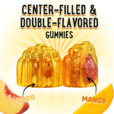 OH MY CHEWY Center-Filled Bones & Growth Support Gummies - Supplement Vitamins for Kids & Teens with Calcium, Astragalus, D3, K2, L-Arginine, Glutamine & Omithine HCI - Peach & Mango - 60 Count