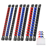 Reniteco 9-Piece Socket Organizer Set - 1/4-Inch x 48 Clips, 3/8-Inch x 45 Clips, 1/2-Inch x 36 Clips, Heavy Duty ABS Socket Holder, Premium Quality Socket Clip Rail Holder for Tool Box Drawer