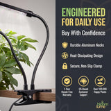 Bloom Lume LED Grow Lights for Indoor Plants Full Spectrum 6000K - Plant Grow Lights Indoor Features Multi Mode Color Spectrums (Red, White & Blue), Dimmable, Auto Timer, Clip on Gooseneck Plant Lamp