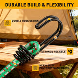 Bungee Cords Heavy Duty Outdoor: 20 Pcs Premium Rubber Bungee Cords with Hooks in a Storage Jar Includes 10", 18", 24", 30", 36", 48" Bungee Cord for Camping, Tent, Fastening Items