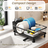 SNTD Dish Drying Rack for Small Kitchen Counter, 11" W x 15" L, Black
