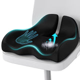 Extra Large Memory Seat Cushion for Office Chair Pressure Relief Sciatica & Tailbone Pain Relief Memory Foam Firm Coccyx Pad for Long Sitting, for Office Chair, Gaming Chair and Car Seat, Black