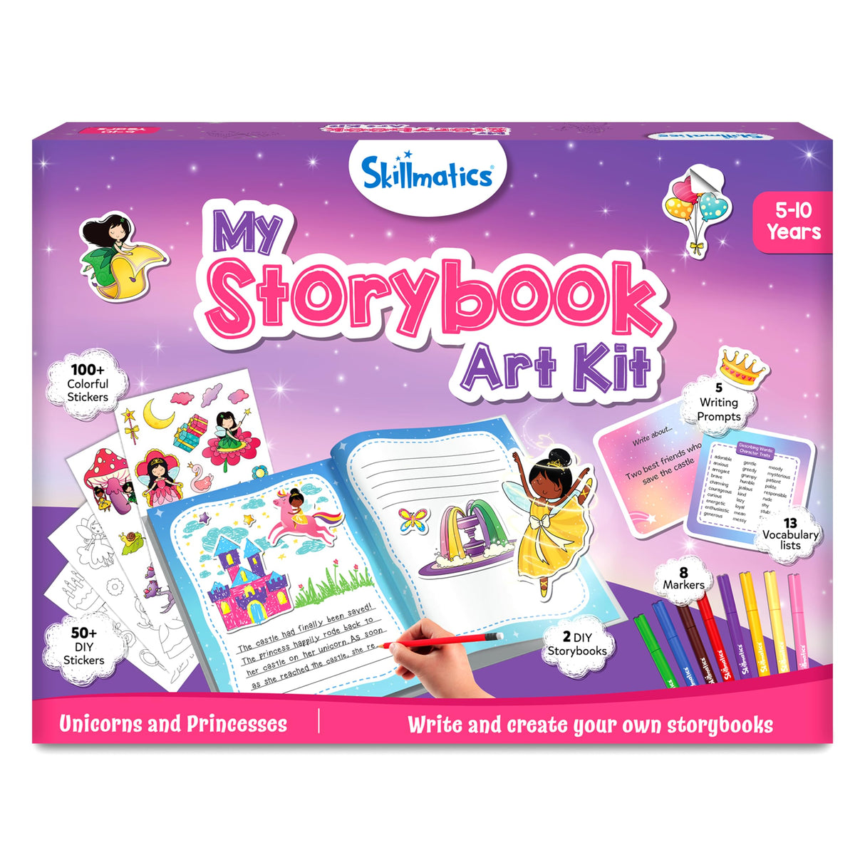 Skillmatics Storybook Art Kit - Create Fairytale Stories, DIY Craft & Writing Kit with 300+ Stickers, Scrapbooking & Journal Activity, Christmas Gifts for Kids Ages 5, 6, 7, 8, 9, 10
