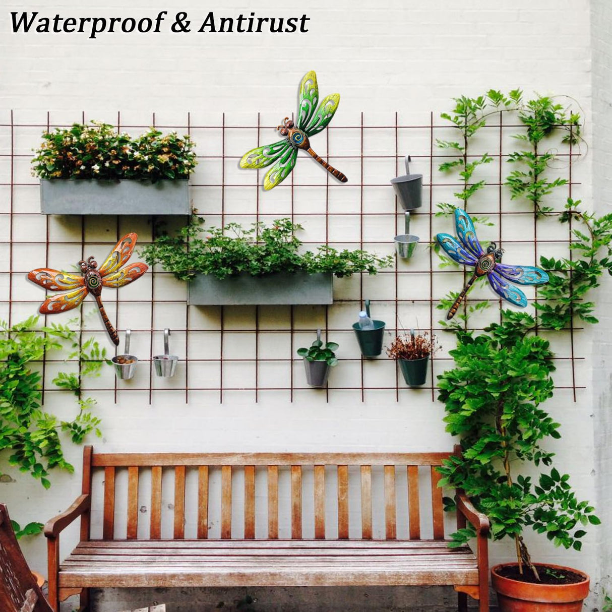 BVLFOOK Metal Dragonfly Wall Art, Metal Indoor Outdoor Fence Wall Decor