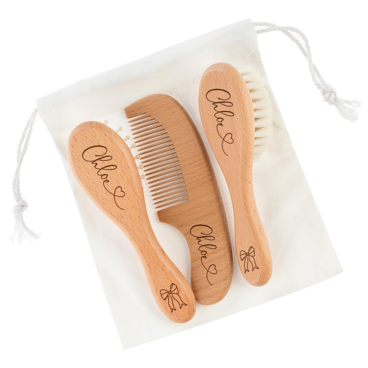 Custom Wooden Baby Brush set, Optional Icons and Fonts, Personalized Wooden Baby Brush and Comb Set, Personalized Baby Gifts, Baby Shower Gift Girls, Boy