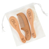 Custom Wooden Baby Brush set, Optional Icons and Fonts, Personalized Wooden Baby Brush and Comb Set, Personalized Baby Gifts, Baby Shower Gift Girls, Boy
