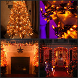 YULETIME 200 Orange Christmas Lights, Pack of 2 Sets 33 Feet 100 Count UL Certified Incandescent String Lights (Orange - Green Wire)