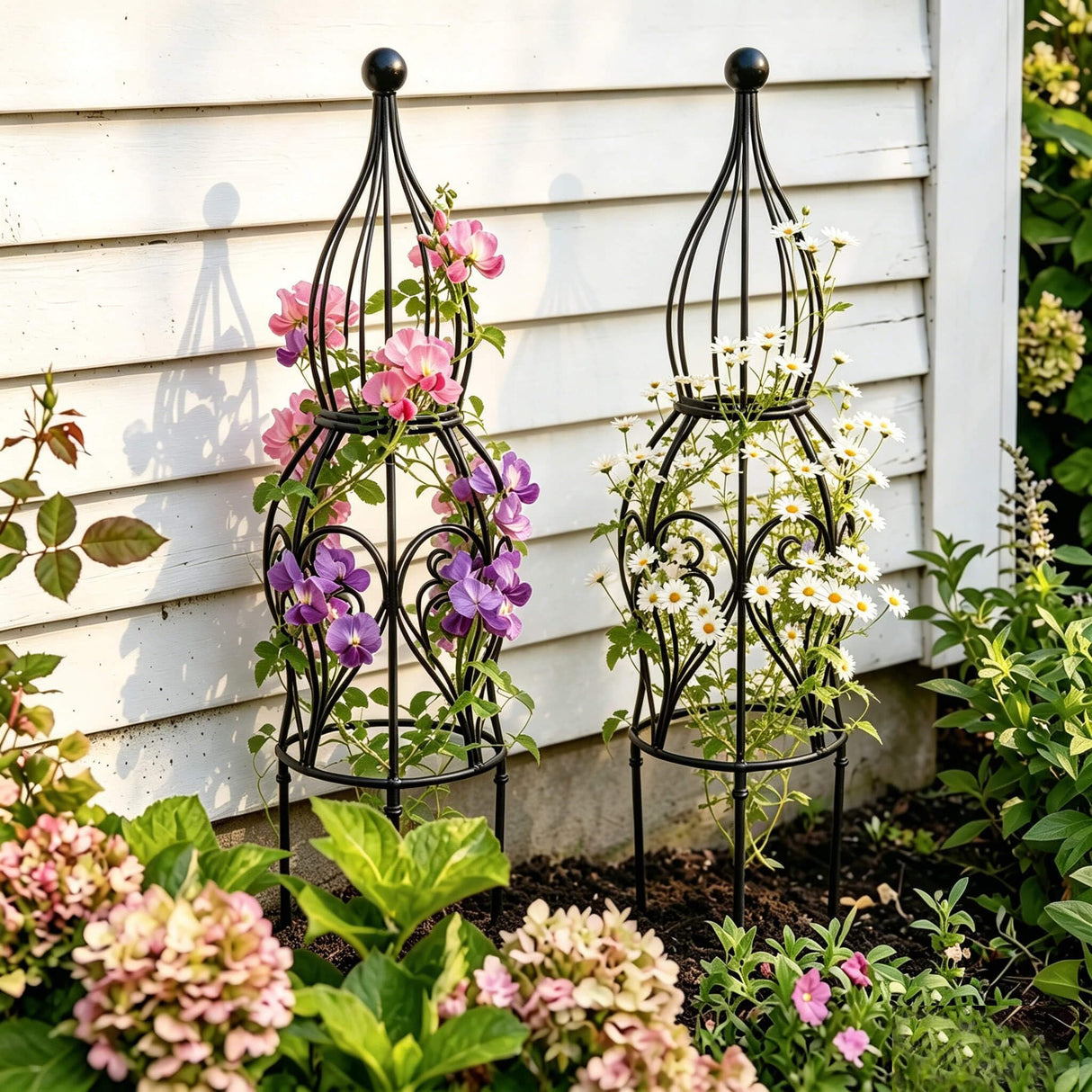 2-Pack Metal Garden Obelisk Trellis, 26.4" Butterfly Rose Plant Support