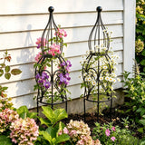 2-Pack Metal Garden Obelisk Trellis, 26.4" Butterfly Rose Plant Support