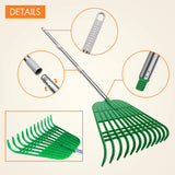 Gardzen Plastic Large Leaf Scoop & 12 Tines Gardening Leaf Rake Set, Comes with 72 Gallon Garden Bag