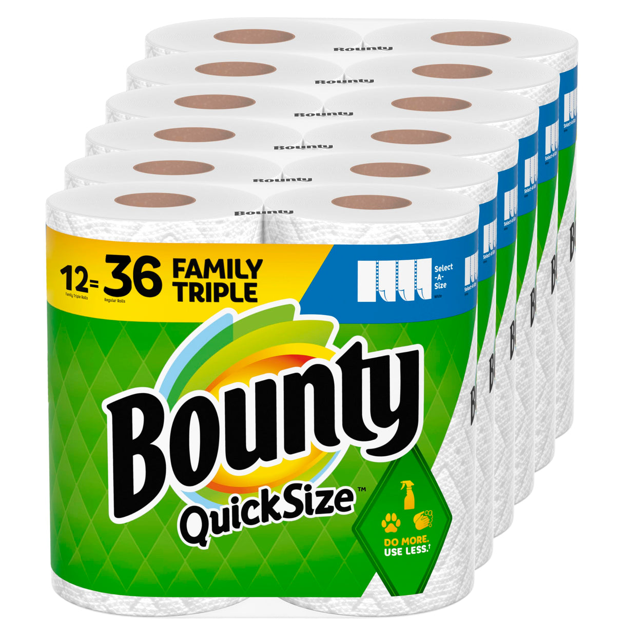 Bounty Paper Towels Quick Size, White, 16 Family Rolls = 40 Regular Rolls (Packaging May Vary)