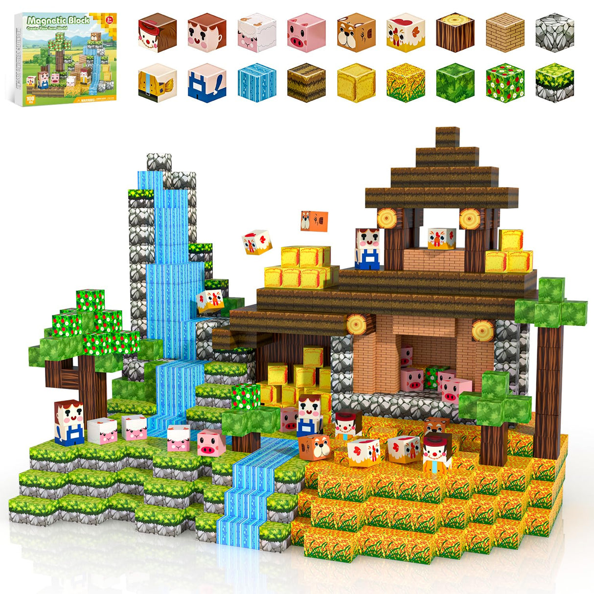 Kryzomat Magnetic Blocks, 100PCS 0.8" Magnetic Building Blocks, Magnet Cubes for Kids, STEM Sensory Toys for Toddlers Boys Girls Ages 3-12 Years Old Christmas Birthday Gifts