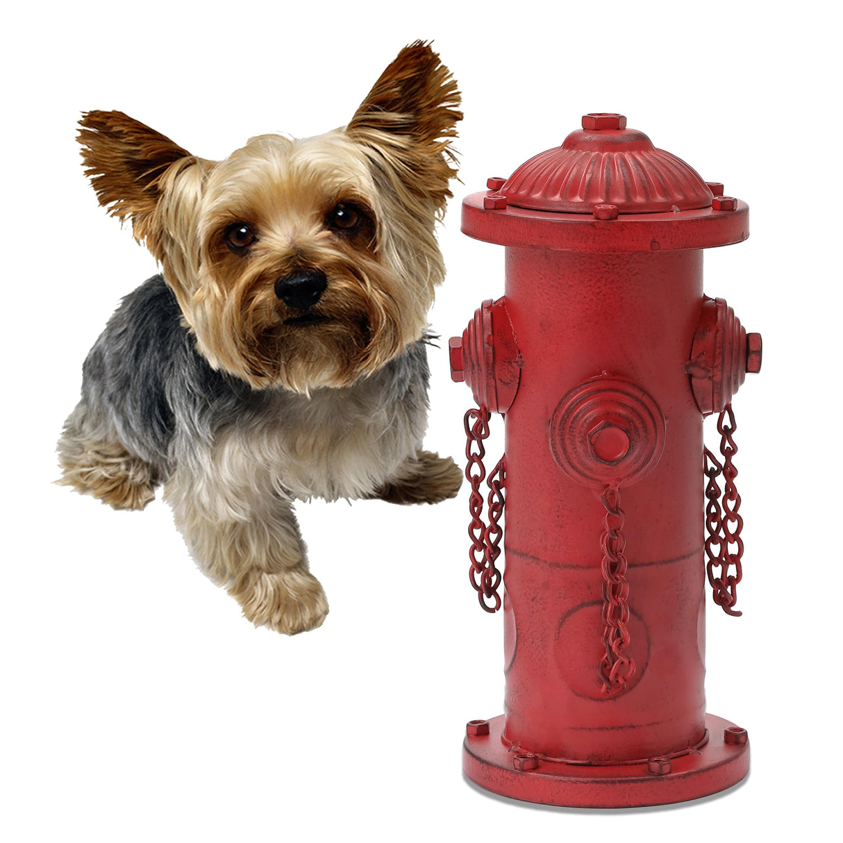 YiLifebes Small Dog Fire Hydrant Pee Post, 9" H Metal Fake Fire Hydrant for Dogs to Pee On, Indoor Training & Outdoor Garden Statue