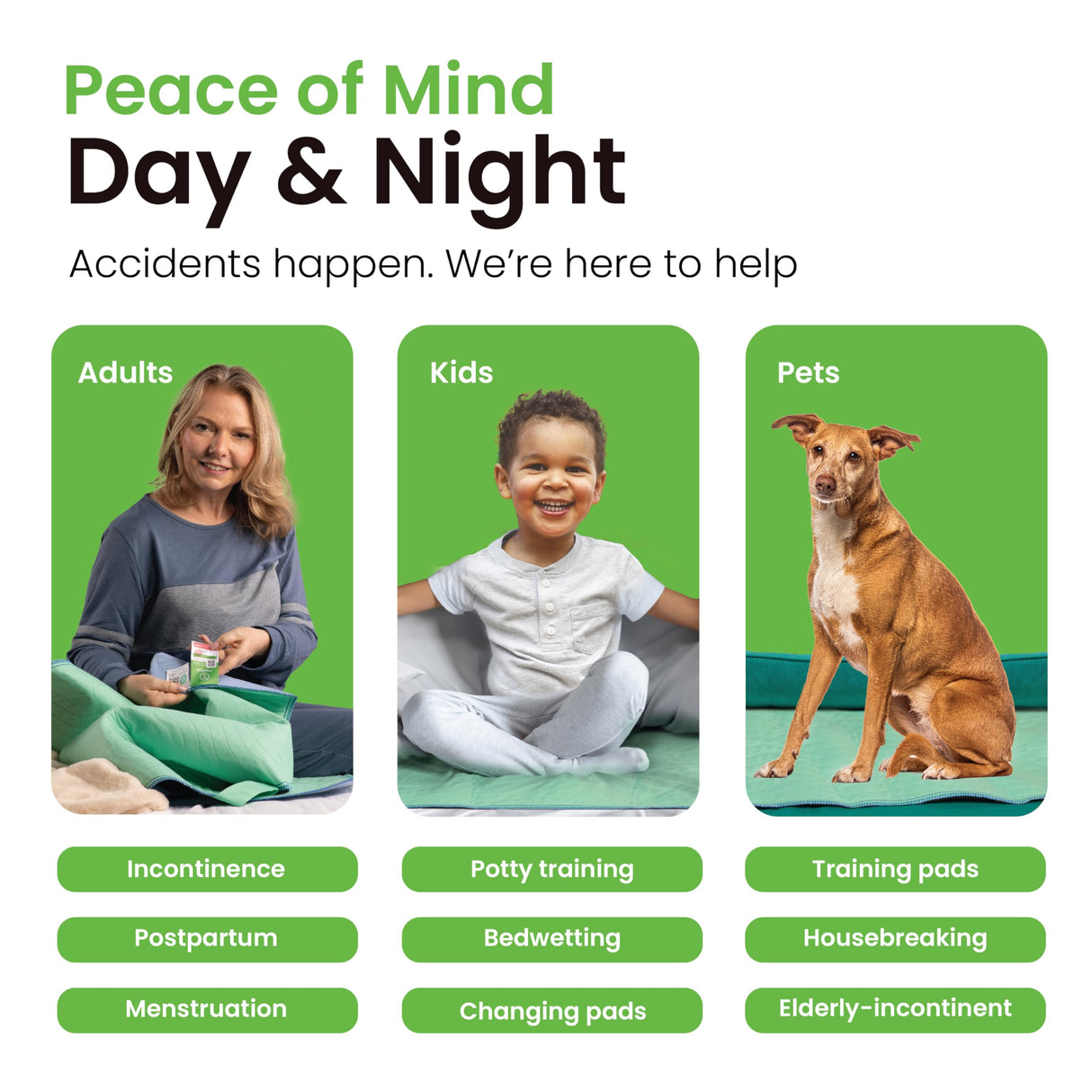 IMPROVIA® Washable Underpads, 34" x 52" (Pack of 2) - Heavy Absorbency Reusable Incontinence Pads for Kids, Adults, Elderly, and Pets - Waterproof Protective Pad for Bed, Couch, Sofa, Furniture, Floor