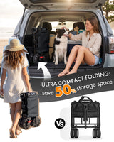PORTAL Folding Wagon Black, All-Terrain, Beach Camping Garden Grocery