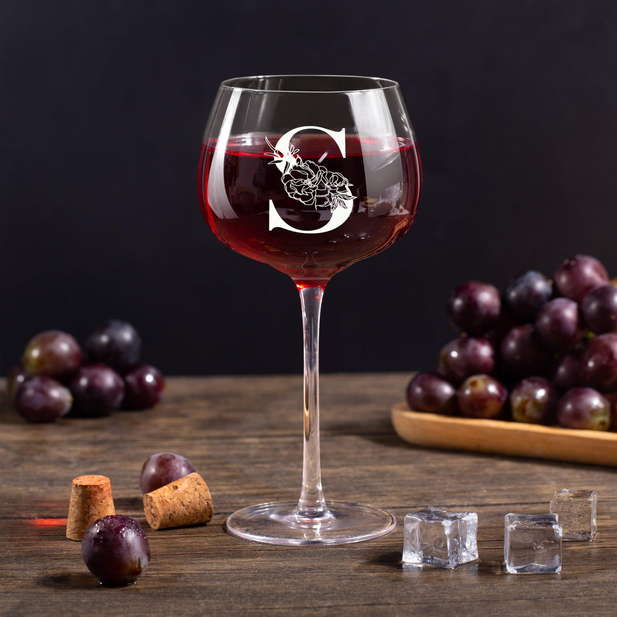 Personalized Gifts for Women - Customized Initial A-Z Wine Glass, Unique Birthday Gifts for Women, Christmas Basket Gift for Her, Mom, Wife, Sister, Friend, Nurse（S）