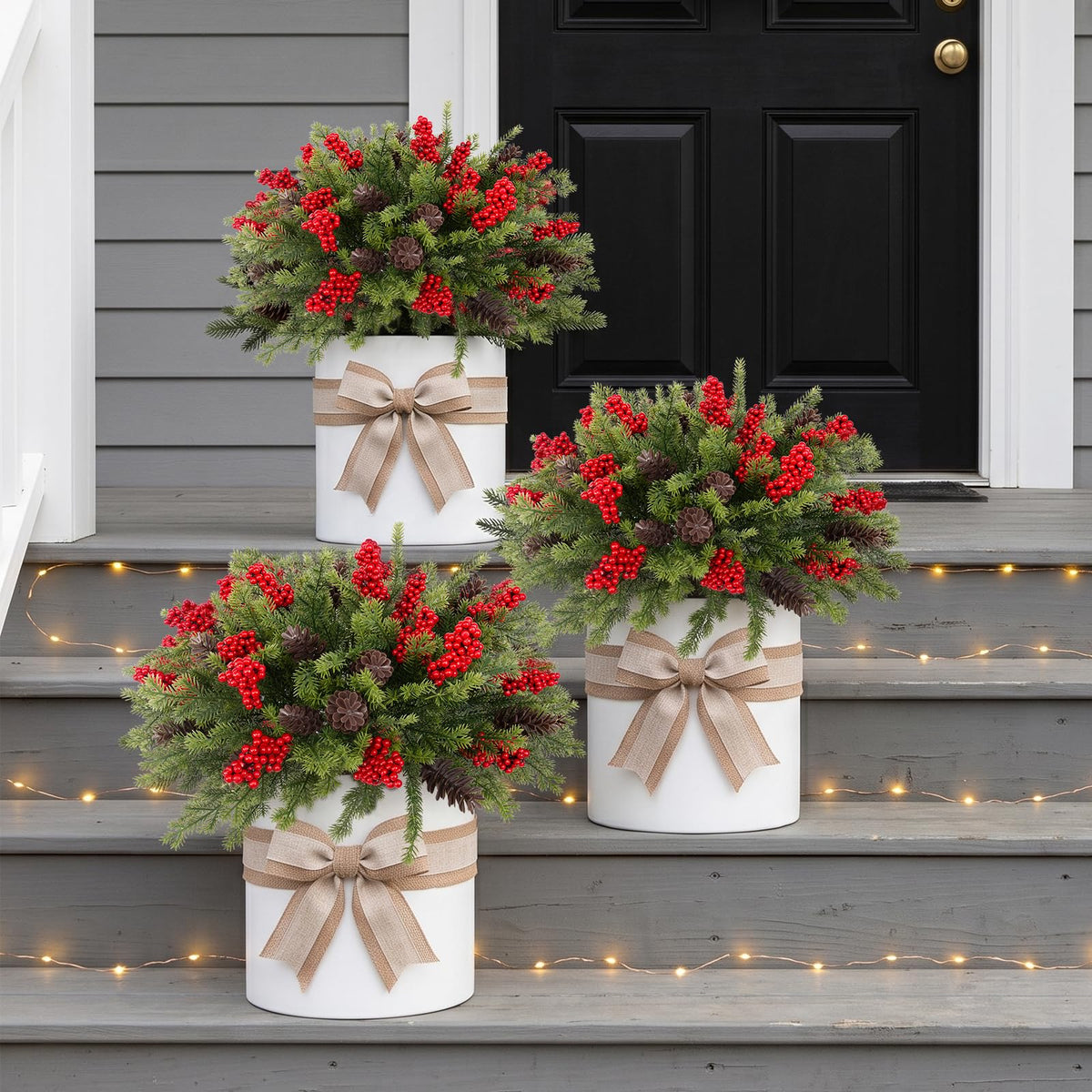 Daynight 6 Pack Artificial Christmas Pine Branches for Outdoor Decor