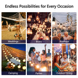 Stright 60FT Solar String Lights Outdoor Weatherproof with Remote, Solar Powered LED Edison Bulb 15 Sockets Outdoor String Lights for Outside Patio Backyard Fence Halloween Christmas Decorations