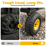 Sekey 1000lbs Heavy Duty Steel Garden Cart for Yard & Farm, Utility Wagon with Removable Sides (Convert to Flatbed), 10" Rubber Tires, Black