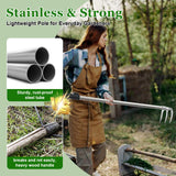 COCONUT 50” Long Handle Weeding and Cultivating Rake, 3-Tine Garden Rake for Stand Up Gardening, No Bending or Kneeling to Loosen Soil, Heavy Duty Steel with D-Grip Handle